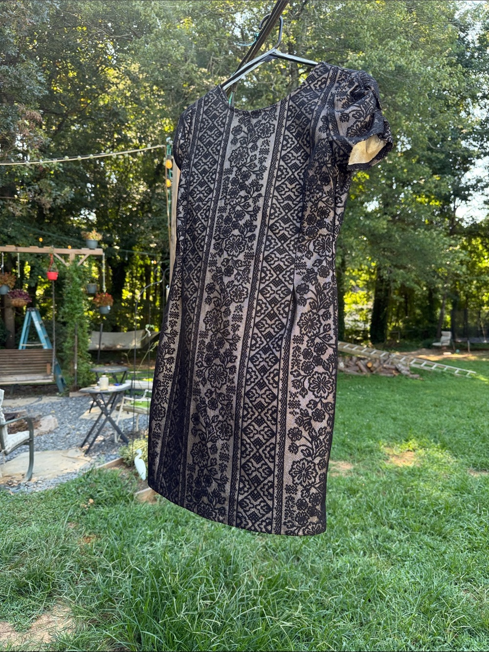 Inspired Hearts Black Shimmer Metallic Lace Dress L